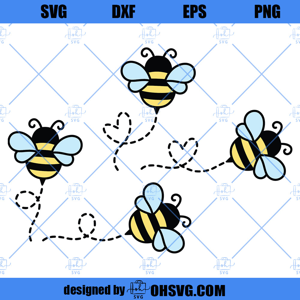 Bee SVG, Bumble Bee SVG, Cute Honey Bee SVG PNG DXF Cut Files For Cricut