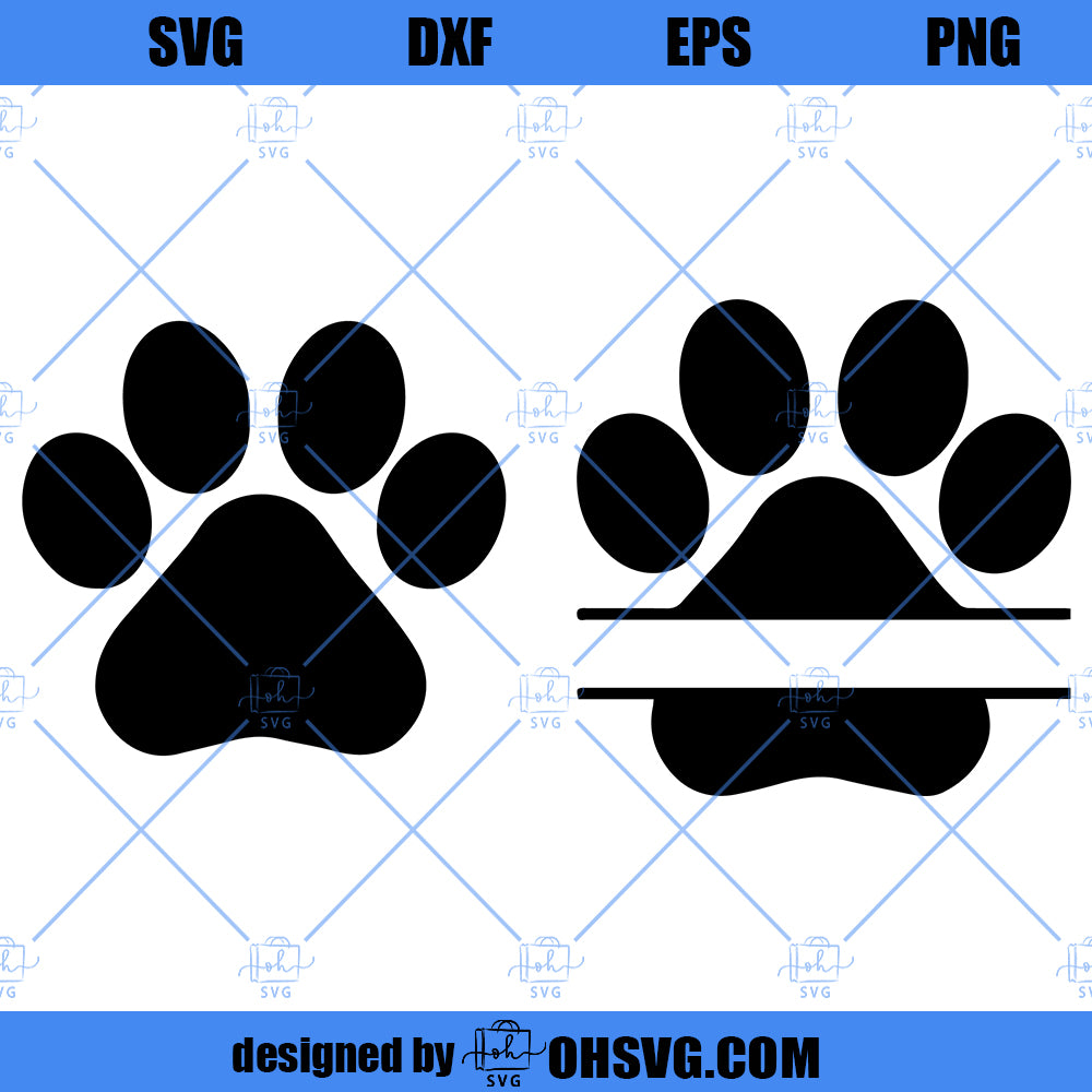 Dog Paw Print SVG, Paw SVG PNG DXF Cut Files For Cricut