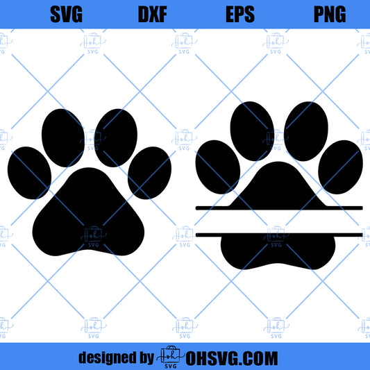 Dog Paw Print SVG, Paw SVG PNG DXF Cut Files For Cricut