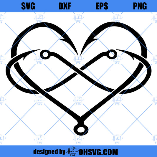 Fishing Hooks Infinity Heart SVG, Fishing SVG Cricut Silhouette