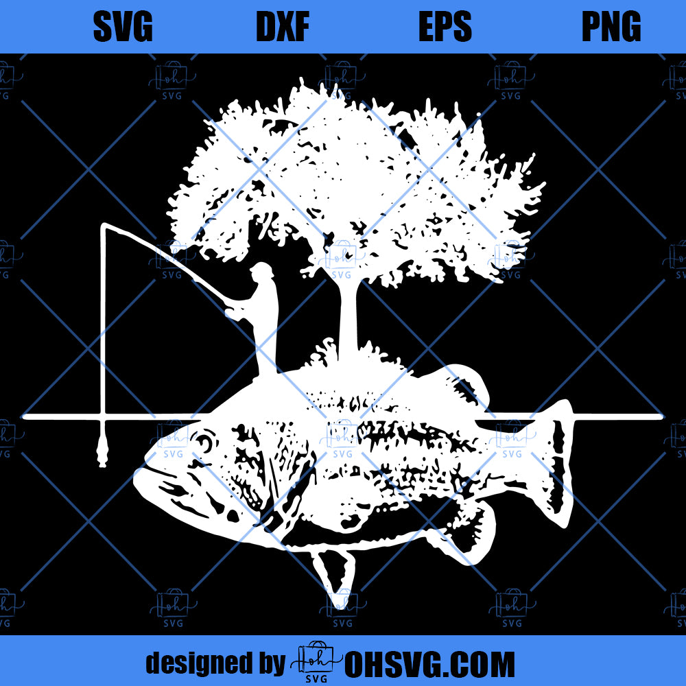 Fishing SVG, Fisherman SVG, Cool Funny Fishing SVG, Tree Fishing SVG