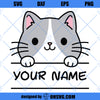 Cute Cat SVG, Name Label Frame Monogram Cutting File Kitty SVG