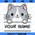 Cute Cat SVG, Name Label Frame Monogram Cutting File Kitty SVG