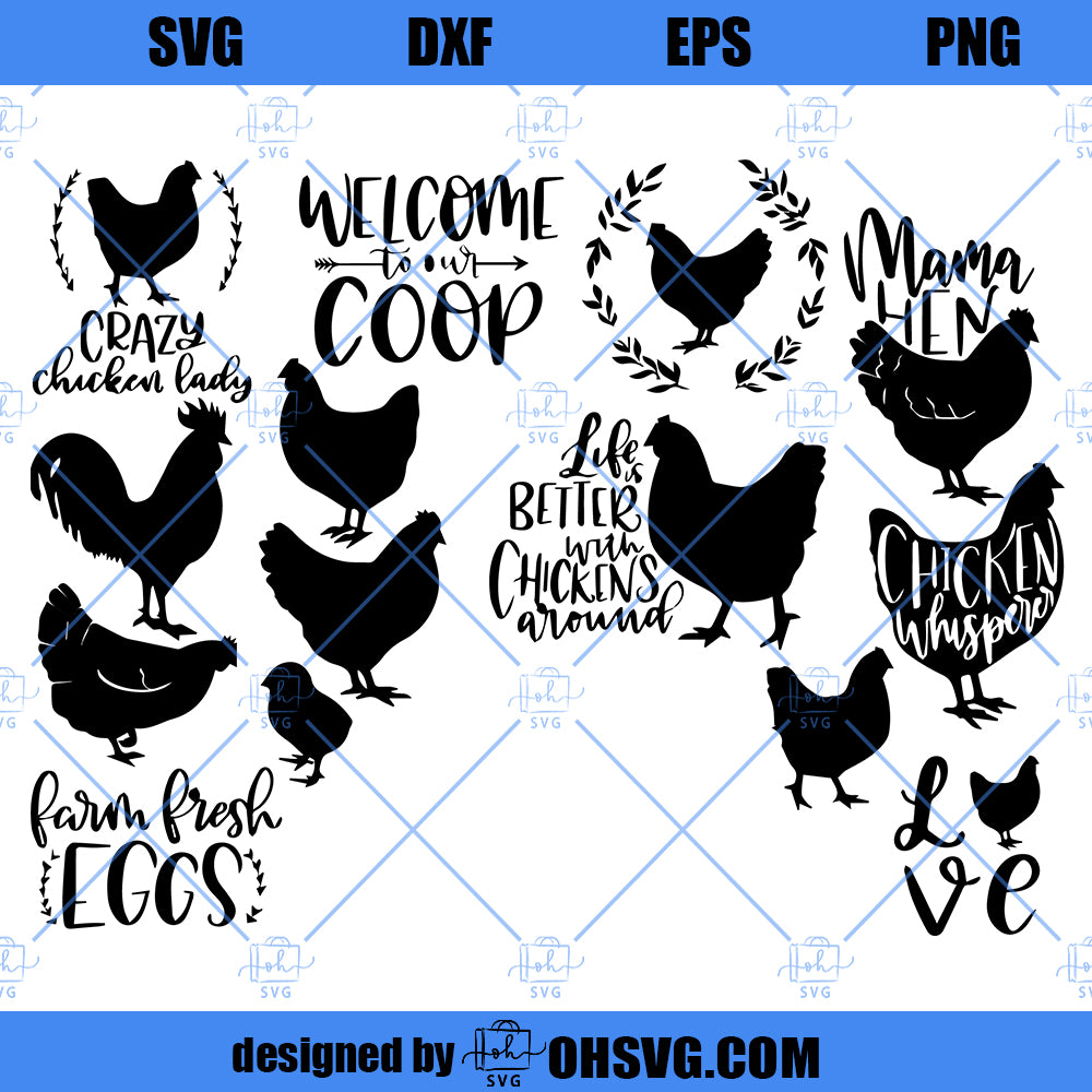 Chicken SVG Bundle, Hen SVG, Rooster SVG, Chicken Clipart SVG