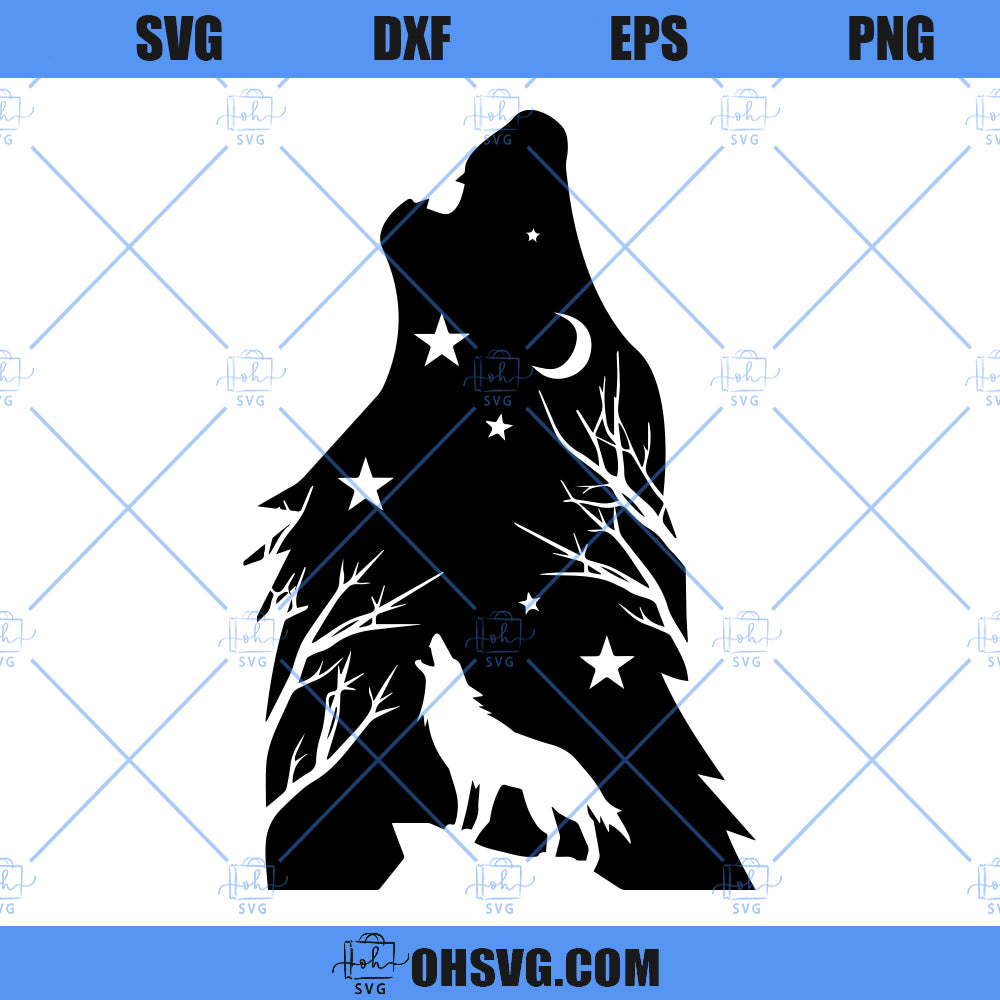 Wolf SVG, Howling Wolf SVG, Wolf Clipart, Wolf Silhouette SVG