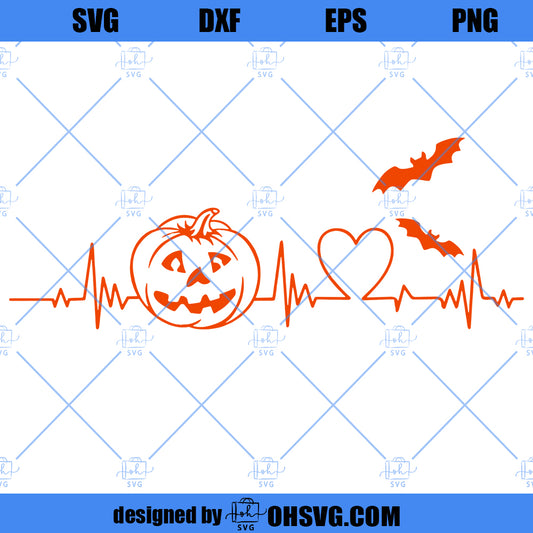 Halloween SVG, Pumpkin SVG, Pumpkin Heartbeat SVG, Spooky Halloween SVG