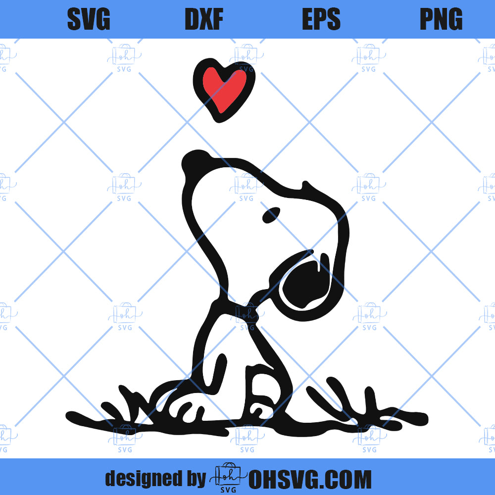 Snoopy SVG, Peanuts SVG, Snoopy Heart SVG PNG DXF Cut Files For Cricut