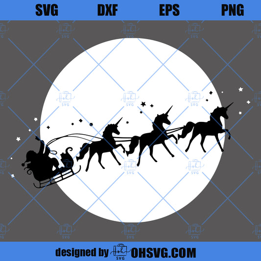 Christmas Unicorn SVG, Unicorn Sleigh Ride SVG, Santa Unicorn SVG
