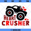 Heart Crusher SVG, Boys Valentine SVG, Funny Kids Valentines Svg, Truck SVG