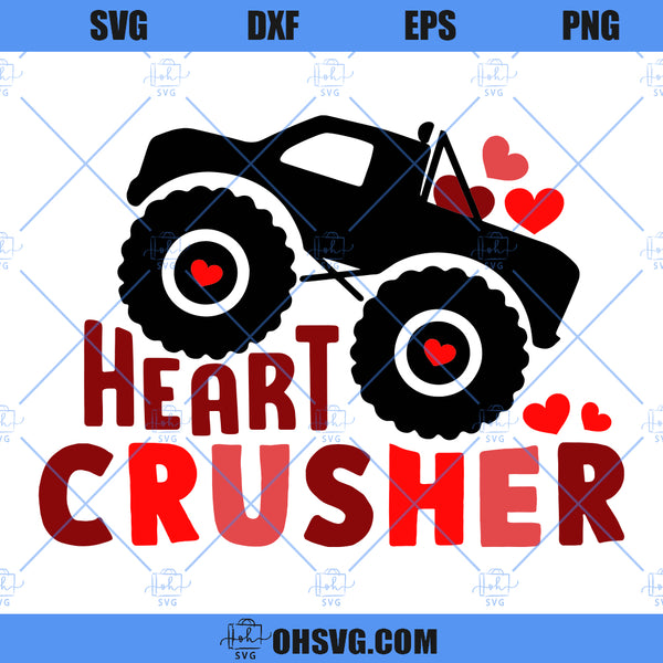 Heart Crusher SVG, Boys Valentine SVG, Funny Kids Valentines Svg, Truc ...