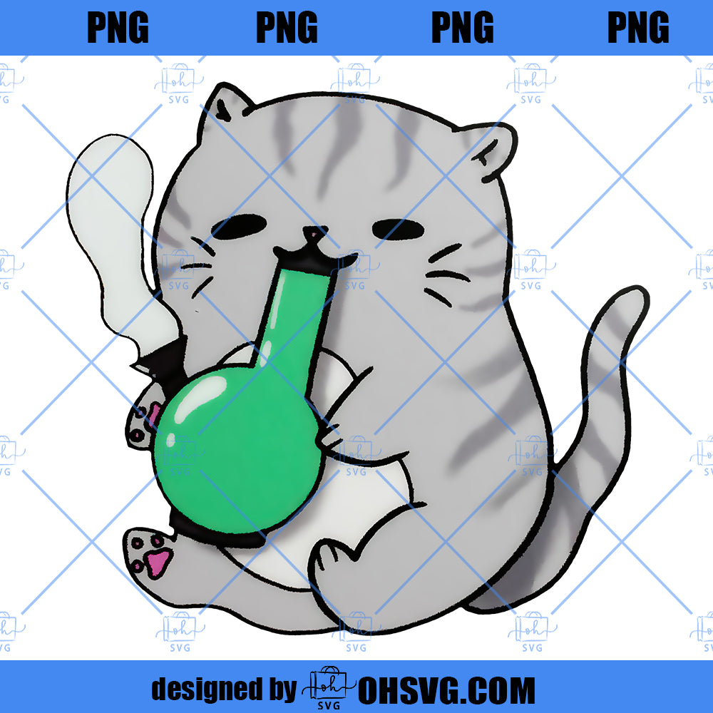 New Bong Cat SVG, Cat Smoke Weed SVG PNG DXF Cut Files For Cricut