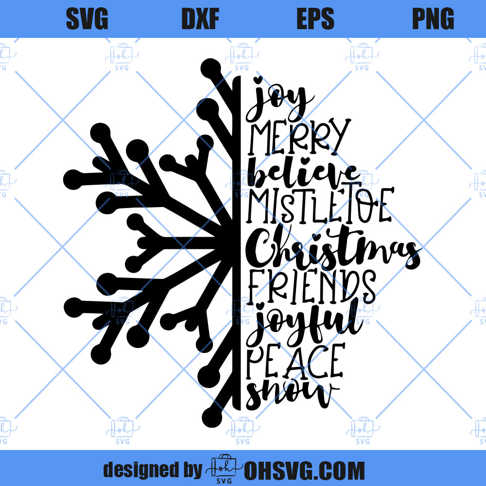 Christmas SVG, Snowflake SVG, Merry Christmas SVG, Christmas Words SVG ...