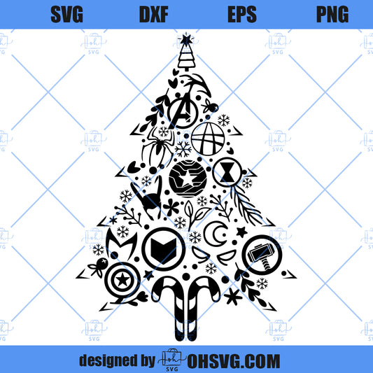 Superhero Christmas Tree SVG, Avengers Christmas Tree SVG