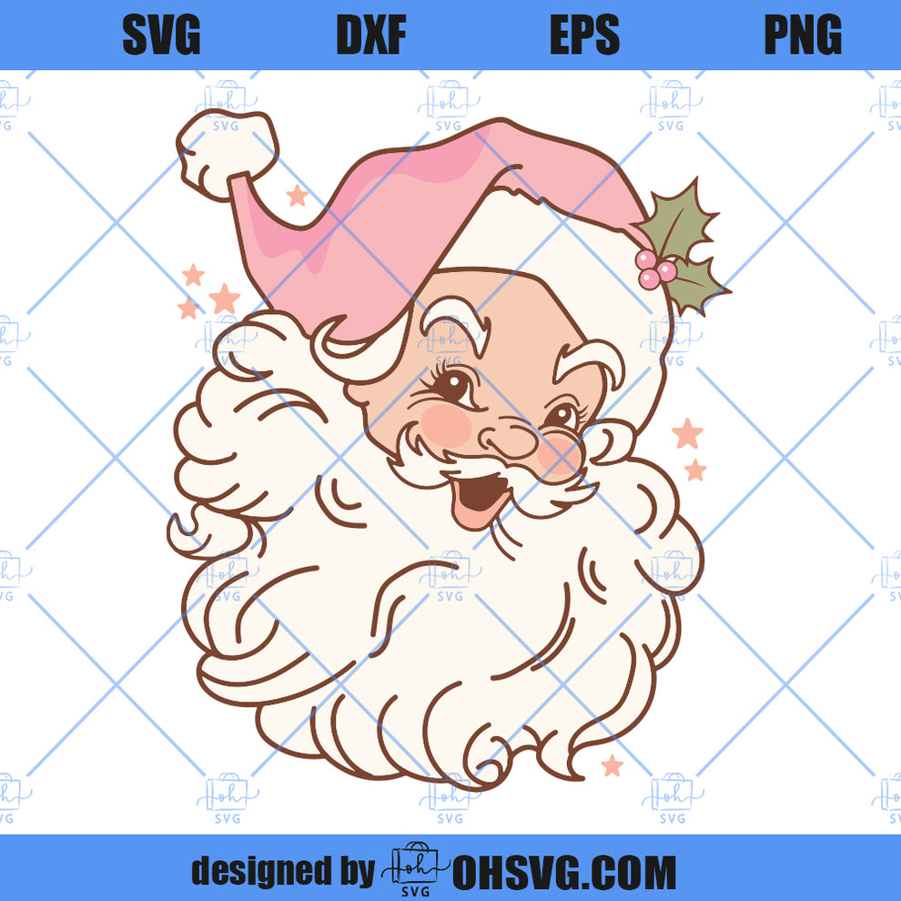 Retro Pink Santa Claus SVG, Christmas SVG, Christmas Vintage SVG, Pink ...