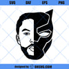 Black Panther T&#39;Challa Face Silhouette Digital Clipart, Black Panther Face SVG