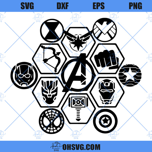 Avengers Team SVG, Super Heroes SVG, Avengers Icons SVG - ohsvg