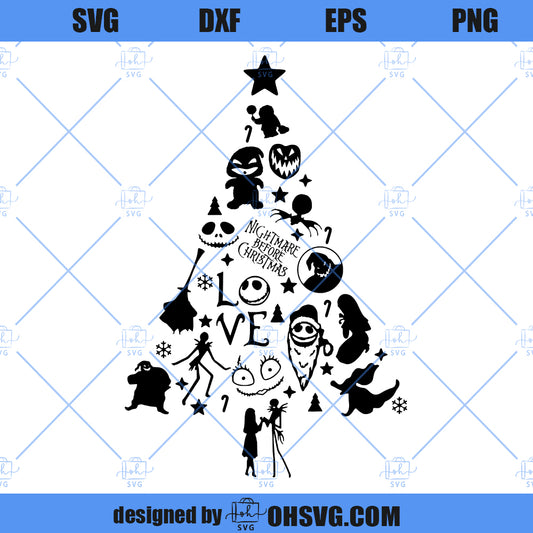 Nightmare Christmas Tree SVG, Jack Skellington Christmas Tree SVG