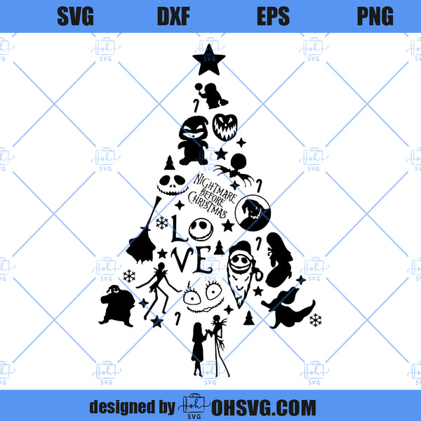 Nightmare Christmas Tree SVG, Jack Skellington Christmas Tree SVG ohsvg