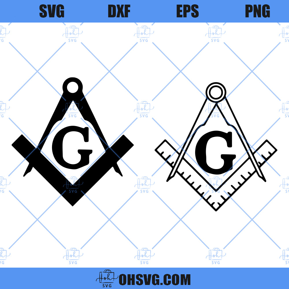 Freemason Symbol SVG, Masonic Square And Compass SVG, Mason Logo SVG