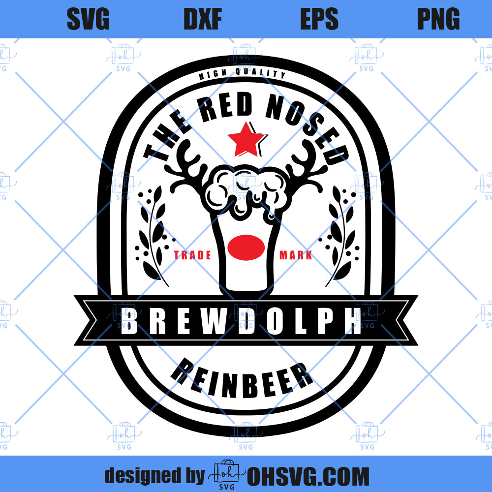 Brewdolf The Red Nosed Reinbeer SVG, Rudolph's Head In The Shape Of A Beer Glass SVG