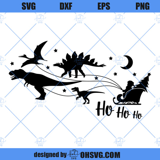 Santa Dinosaur Sleigh Ride SVG, Christmas SVG, Santa Dinosaur Christmas SVG