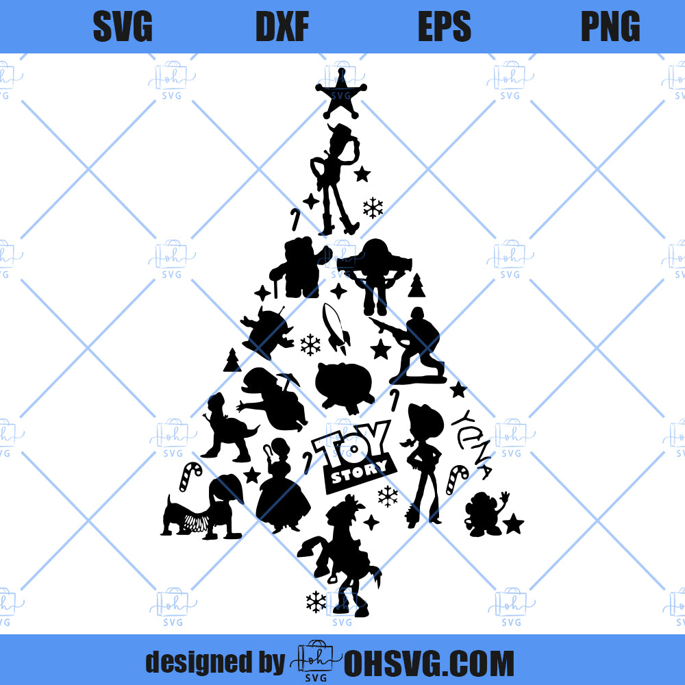 Toy Story Christmas Tree SVG, Toy Story Christmas SVG PNG DXF Cut Files For Cricut