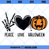 Peace Love Halloween SVG, Halloween Lovers SVG, Pumpkin Halloween SVG