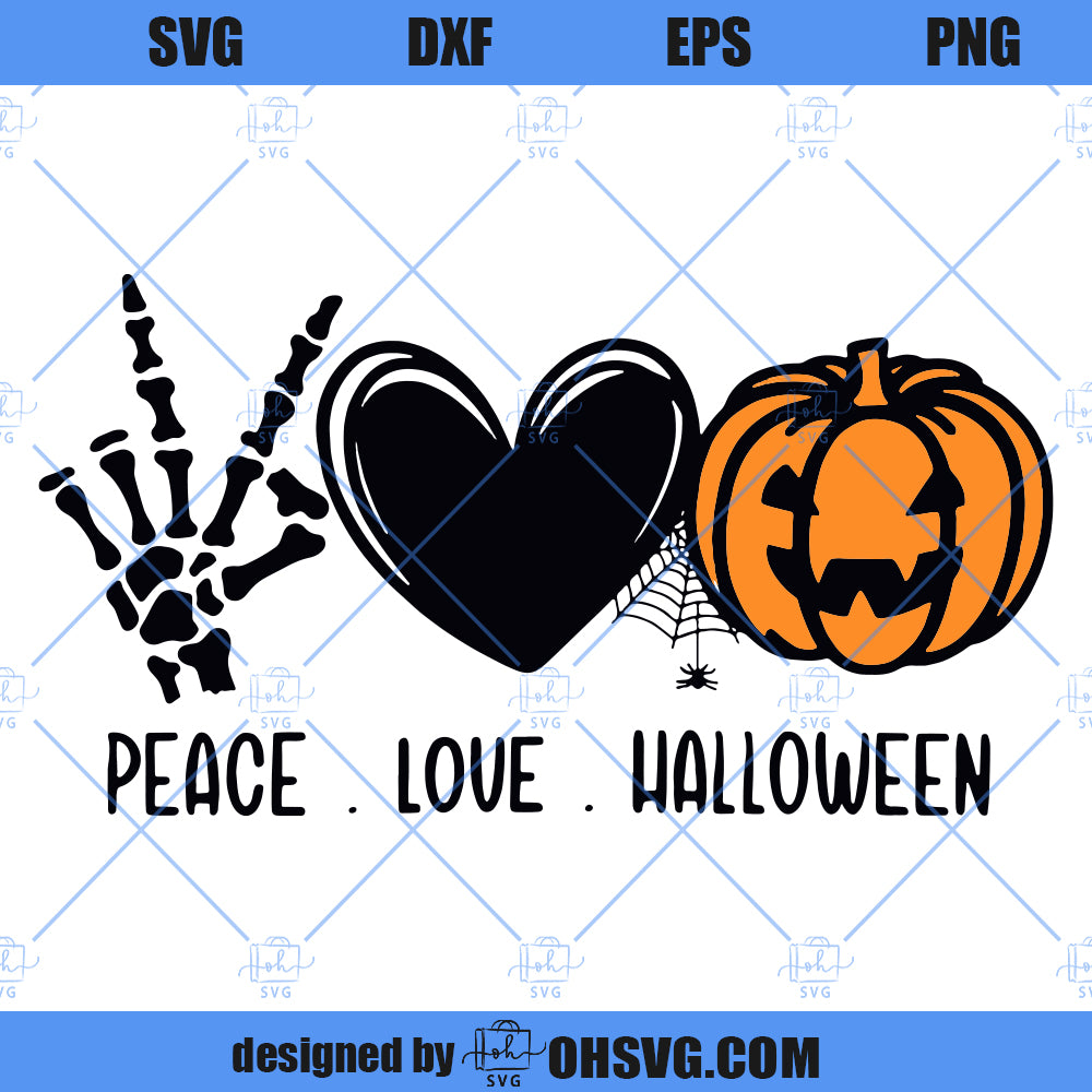 Peace Love Halloween SVG, Halloween Lovers SVG, Pumpkin Halloween SVG ...
