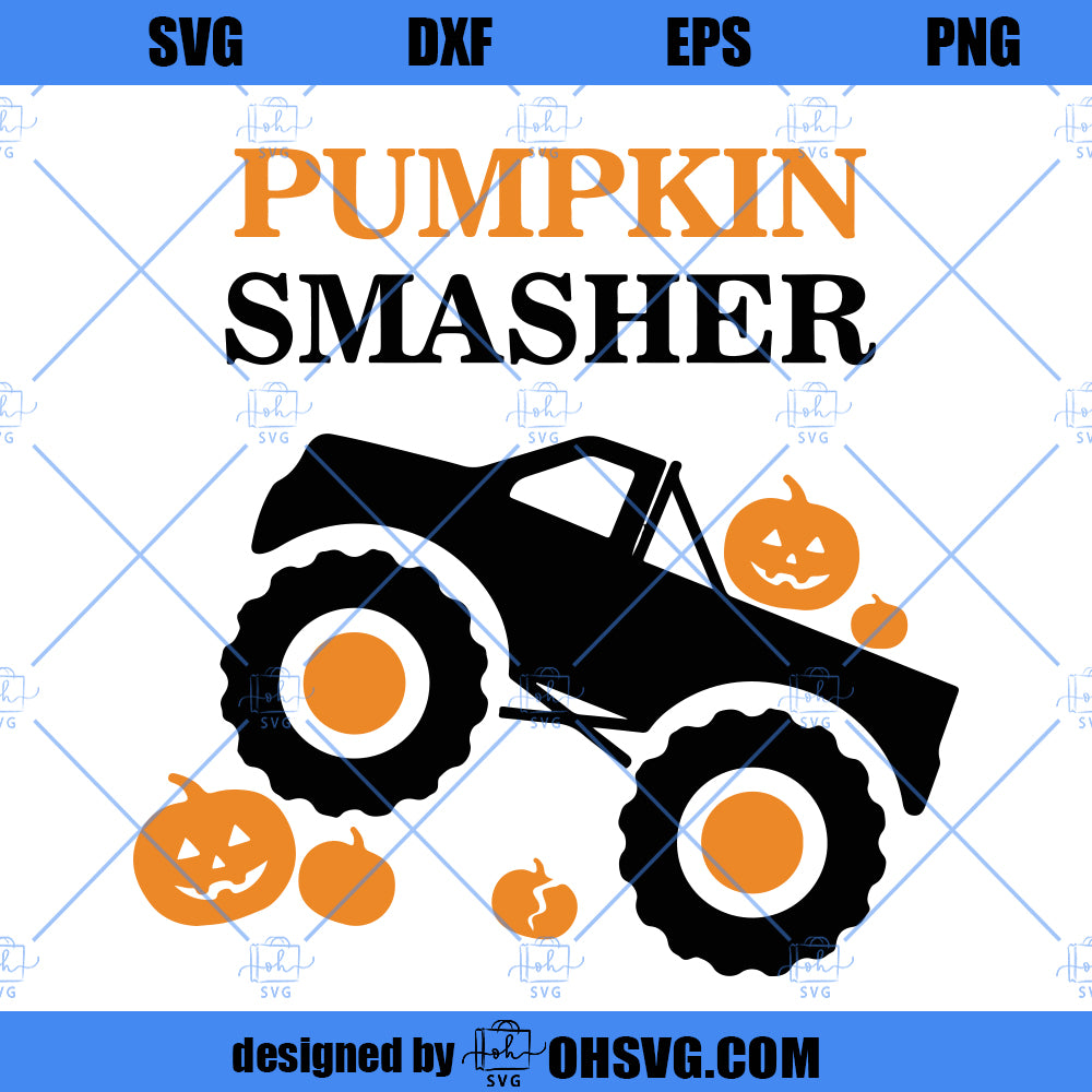 Pumpkin Smasher SVG, Boy Halloween SVG, Pumpkin Monster Truck SVG