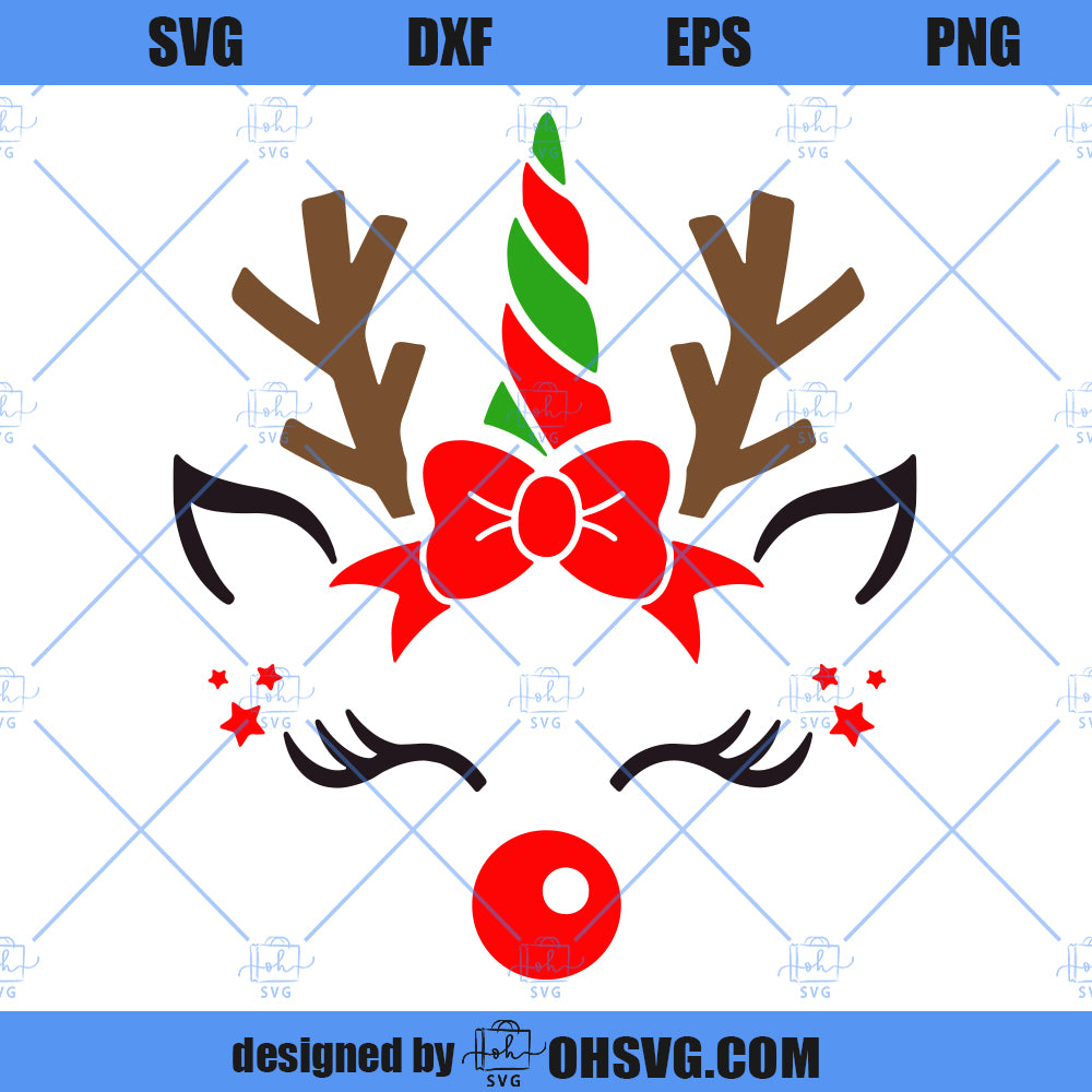 Unicorn SVG, Christmas Unicorn SVG, Reindeer Christmas SVG