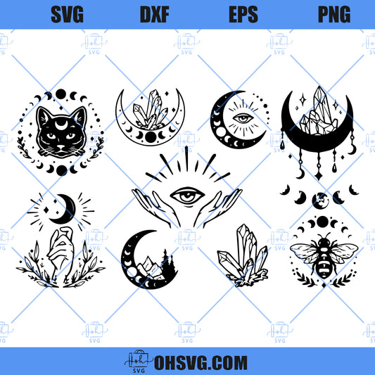 Magic And Celestial SVG, Mystical SVG PNG DXF Cut Files For Cricut
