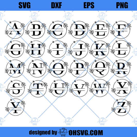 Alphabet Name Family SVG, Family Name Monogram SVG, Wedding Split Monogram SVG