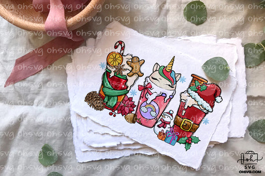 Unicorn Christmas Coffee PNG, Unicorn Coffee PNG, Unicorn Christmas PNG, Unicorn Drink Cups PNG