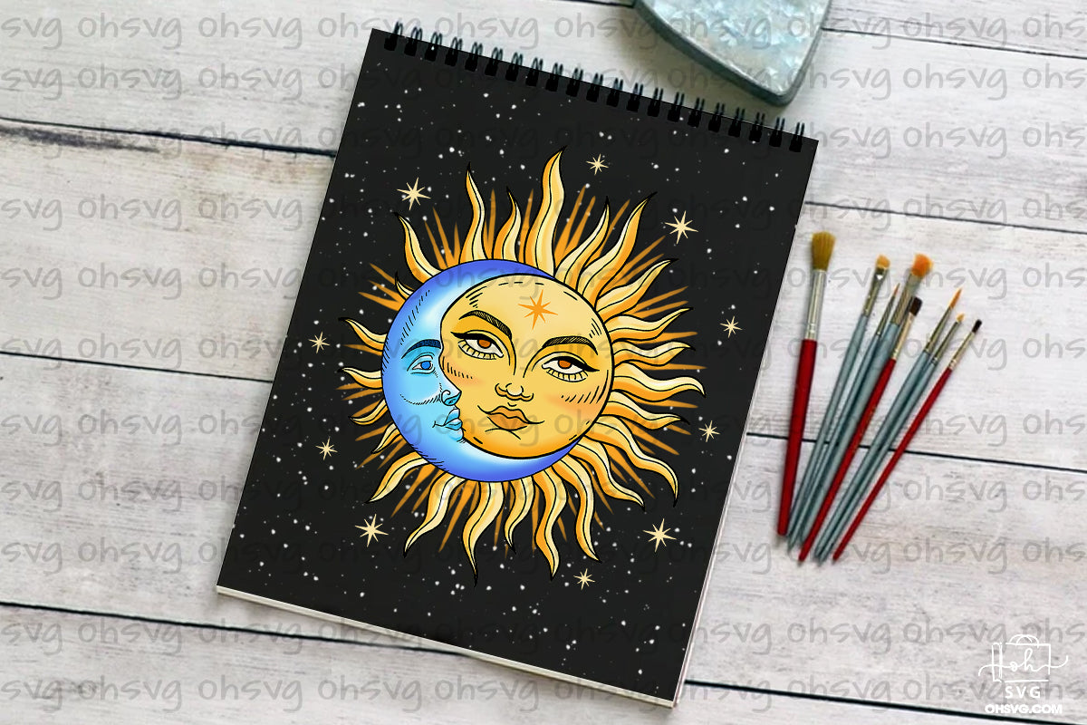 Mystical Sun And Moon PNG, Celestial Sun And Moon PNG, Magic Sun Moon PNG