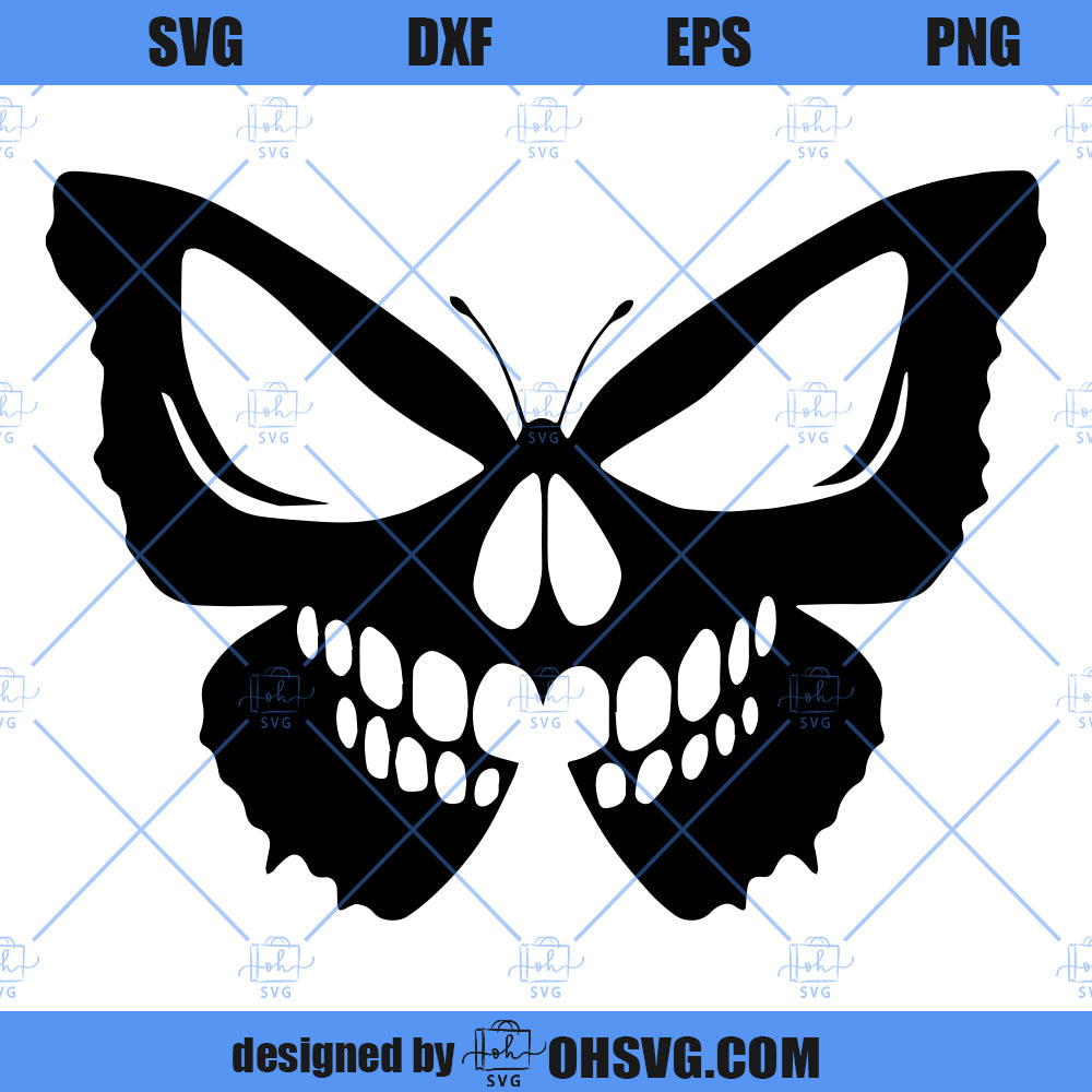 Skull Butterfly SVG, Skull SVG, Skeleton Butterfly SVG PNG DXF Cut Files For Cricut