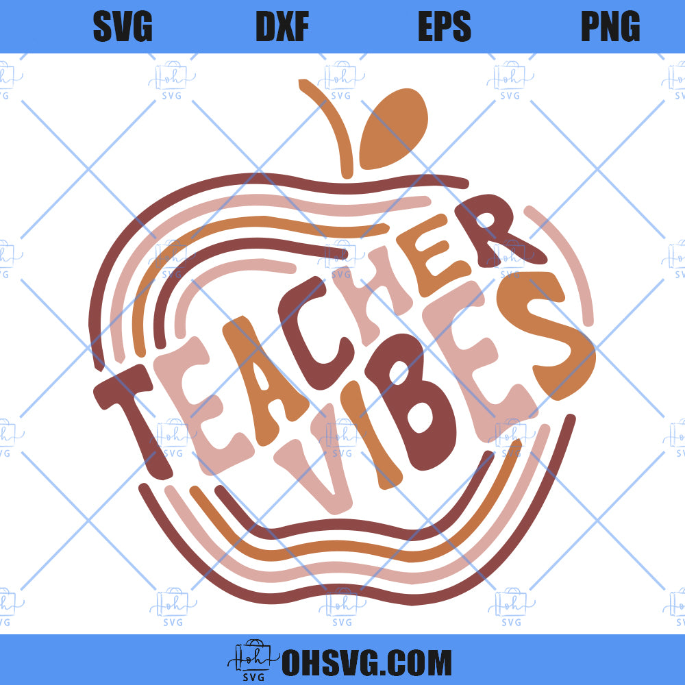 Teacher Vibes Retro SVG, Teacher SVG, Retro Teacher SVG, Retro Back To School SVG