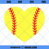 Softball Heart SVG Files, Softball Love Heart SVG, Softball Heart Shape SVG