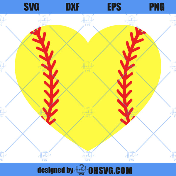 Softball Heart SVG Files, Softball Love Heart SVG, Softball Heart Shap ...