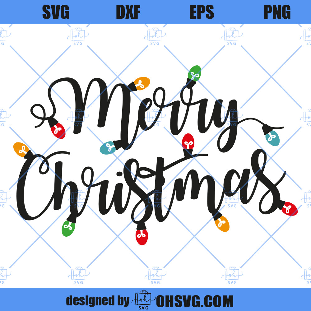 Merry Christmas SVG, Christmas Lights SVG, Christmas Clipart