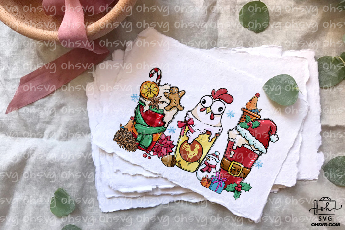 Chicken Christmas Coffee PNG, Chicken Coffee PNG, Chicken Christmas PNG, Chicken Drink Cups PNG