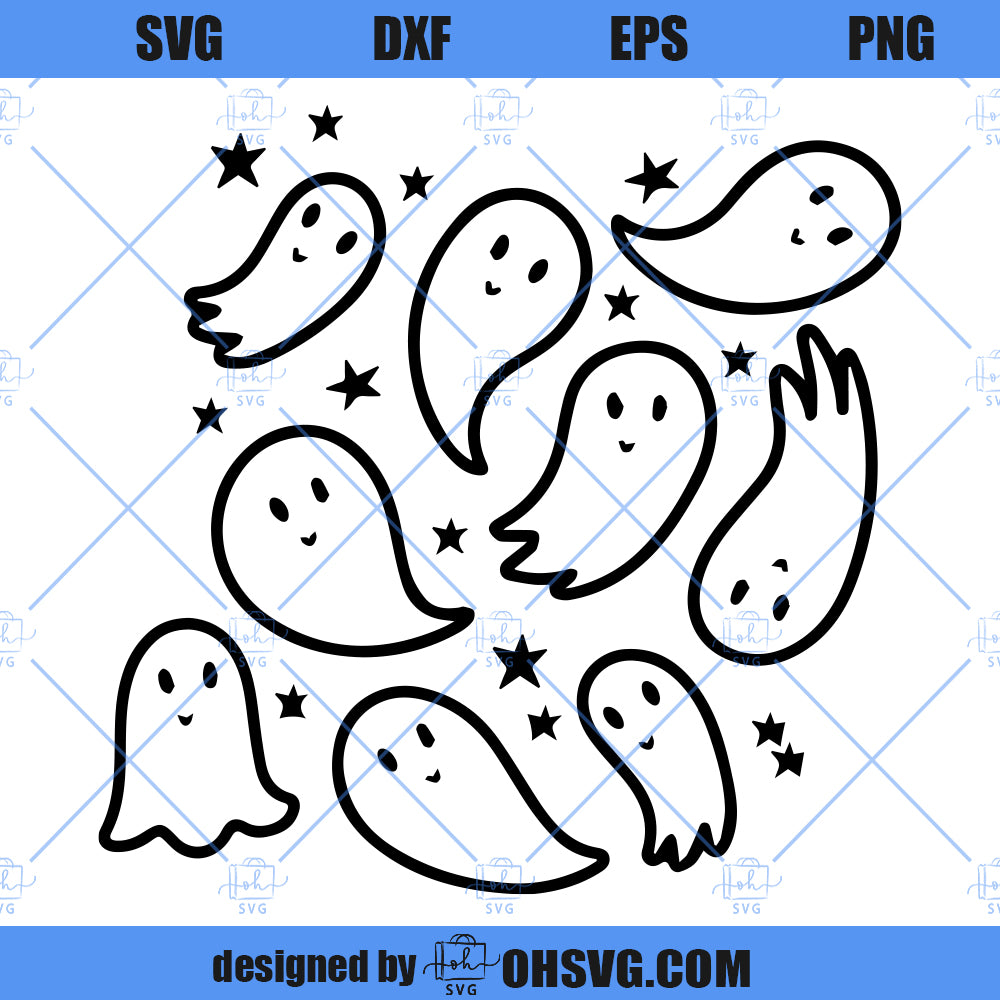 Ghost SVG, Cute Ghost SVG, Boo SVG, Gleeful Ghosts SVG