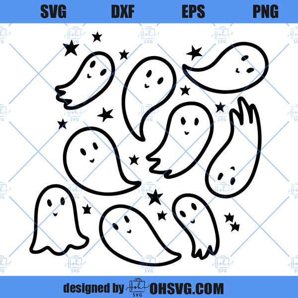 Ghost SVG, Cute Ghost SVG, Boo SVG, Gleeful Ghosts SVG - ohsvg