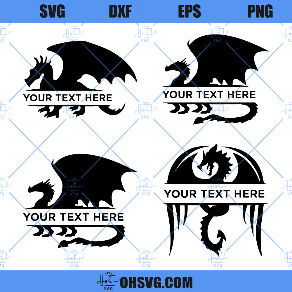 Dragon SVG, Dragon Split Monogram SVG, Dragon Name Frame SVG