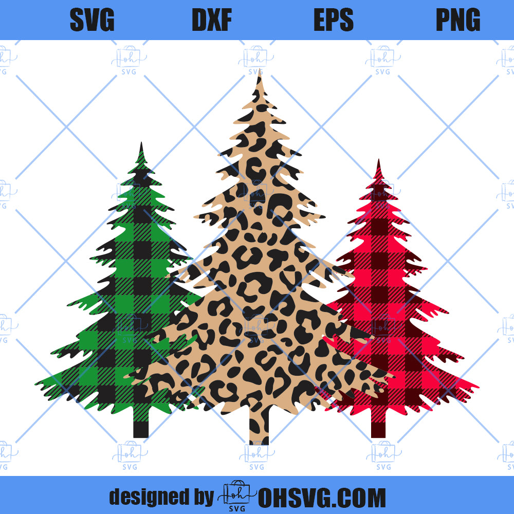 Christmas SVG, Christmas Tree SVG, Christmas Tree Plaid Leopard SVG