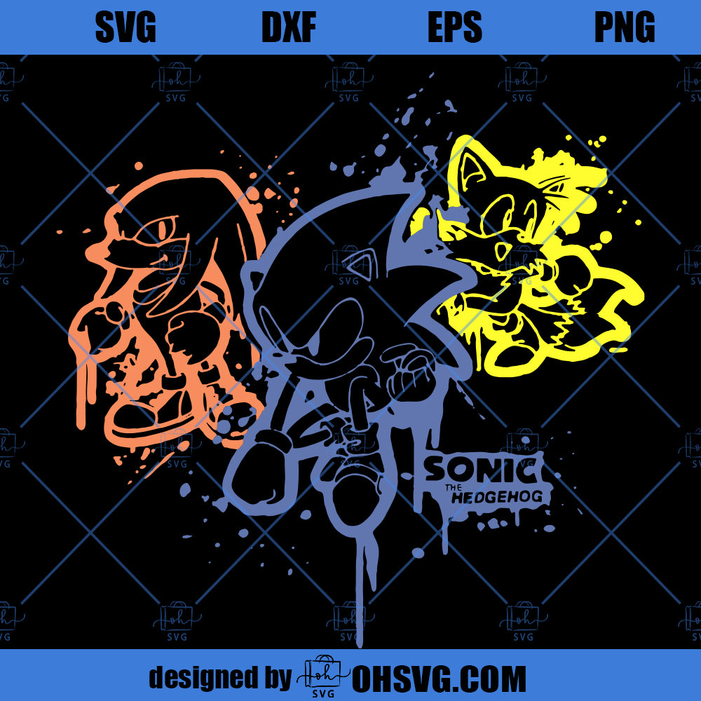 Sonic SVG, Sonic The Hedgehog Trio SVG PNG DXF Cut Files For Cricut