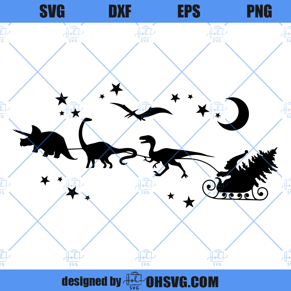 Christmas Dinosaur Sleigh Ride SVG, Dinosaur Sleigh Ride SVG, Santa Sleigh SVG