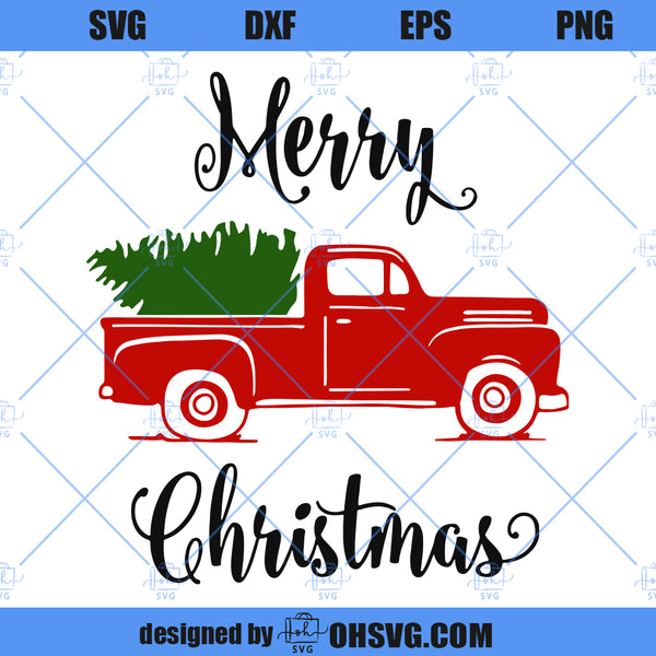 Truck Tree Retro Vintage Winter Holiday SVG, Merry Christmas SVG, Old ...