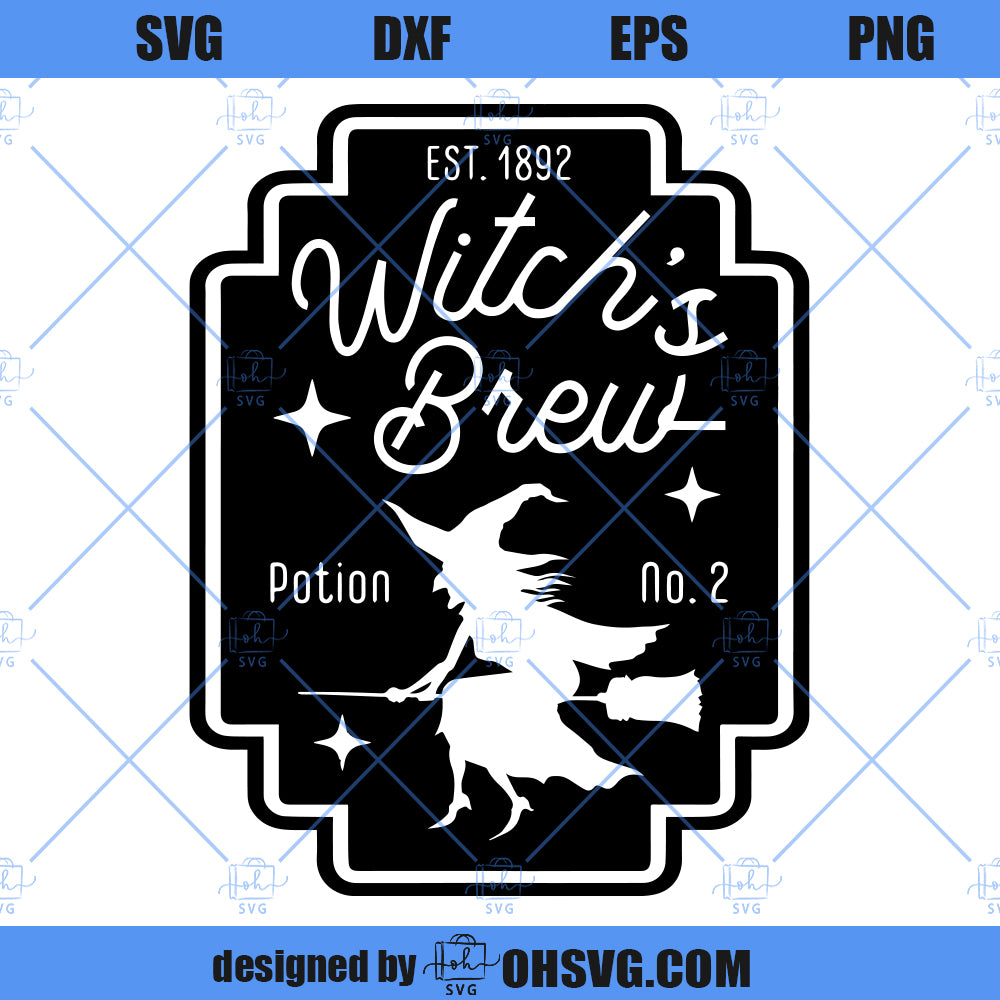 Witch's Brew Drink Label SVG, Witches Witch Halloween Booze Liquor Wine Glasses Cups SVG