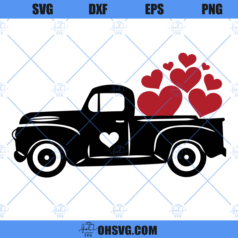 Valentine SVG, Truck Heart Valentines Day SVG, Farmhouse Country Love SVG