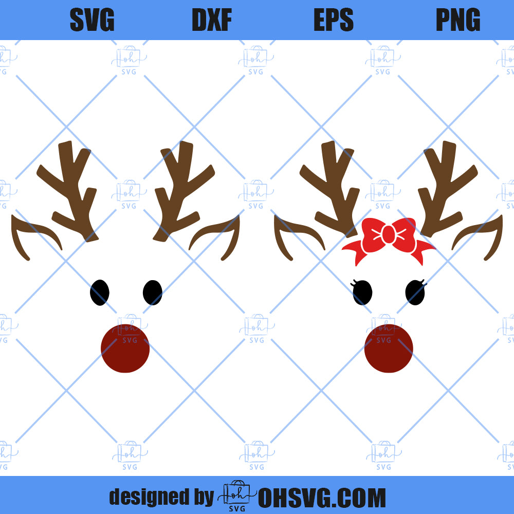 Cute Reindeer SVG, Reindeer Christmas SVG, Boy And Girl Reindeer SVG